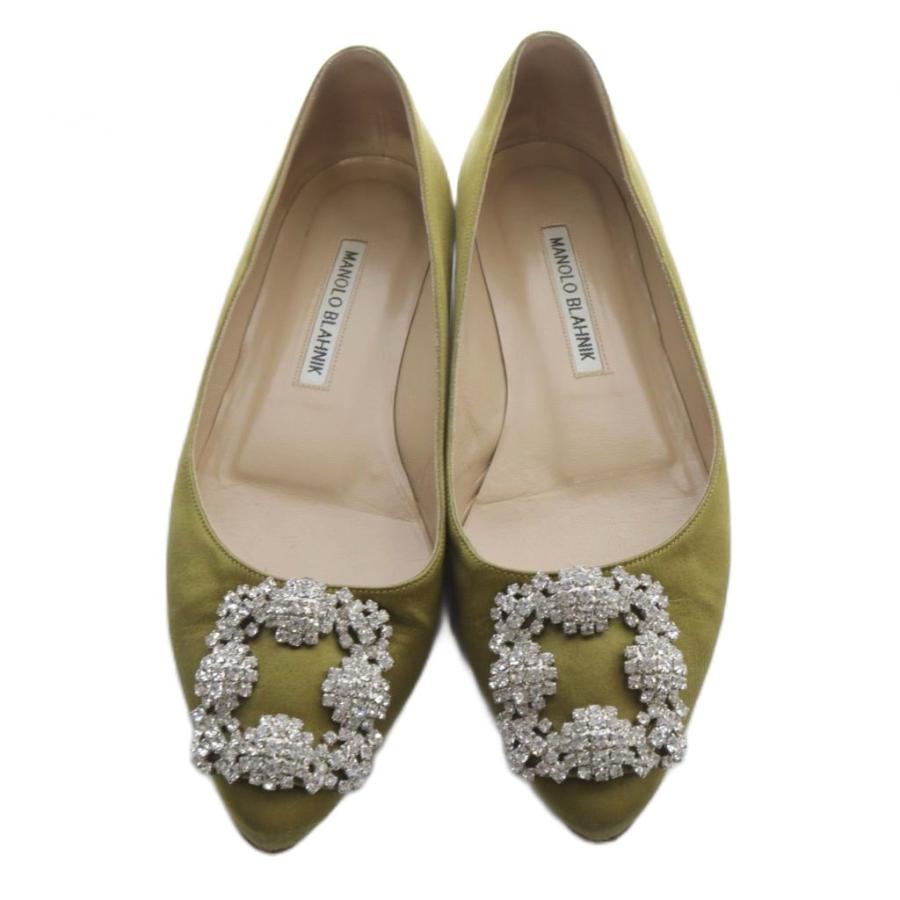 マノロブラニク MANOLO BLAHNIK ハンギシ サテンパンプス 35 22cm
