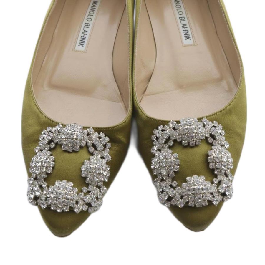 マノロブラニク MANOLO BLAHNIK ハンギシ サテンパンプス 35 22cm