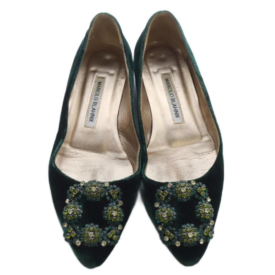 マノロブラニク MANOLO BLAHNIK ハンギシ ベルべットパンプス ポイン