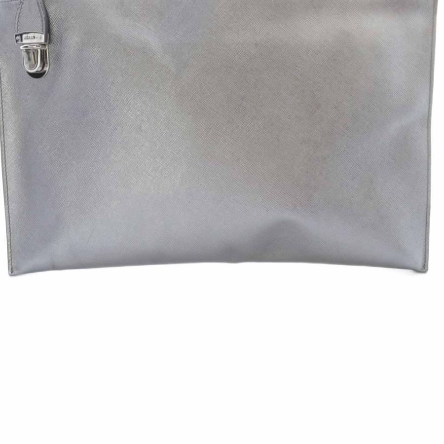 PRADA プラダ サフィアーノ クラッチバッグ レザー シルバー色 BP868T