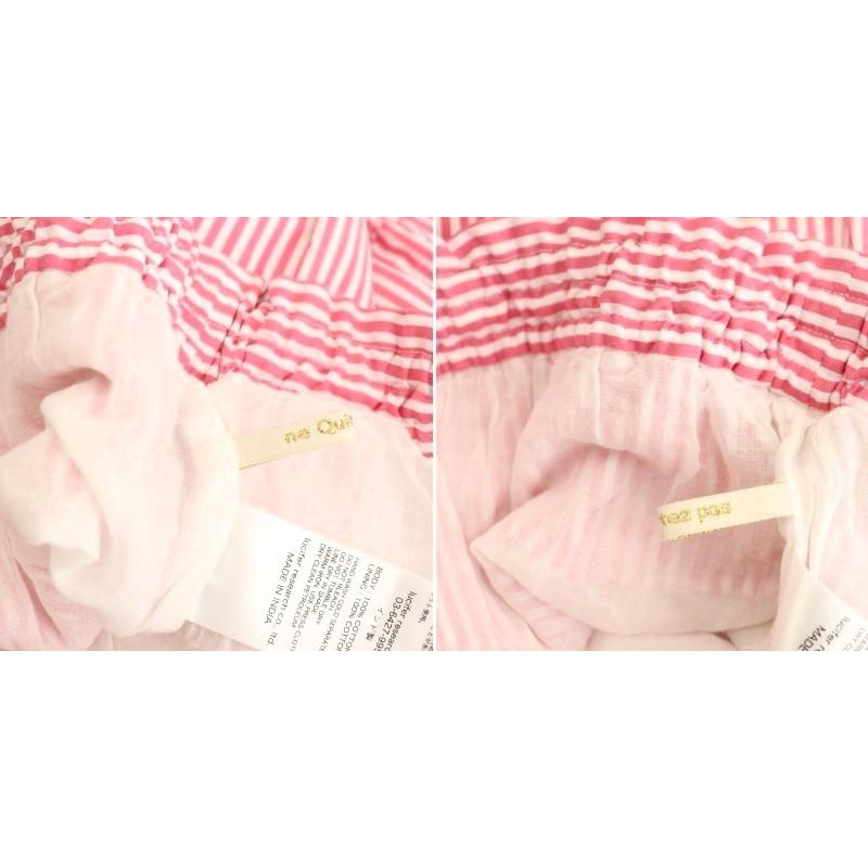 【中古】ヌキテパ 24SS Cotton Poplin Frill Pants パンツ イージー ストライプ フリル M ピンク ホワイト ヌキテパ NE QUITTEZ PAS! 24SS Cotton Poplin Frill Pants パンツ