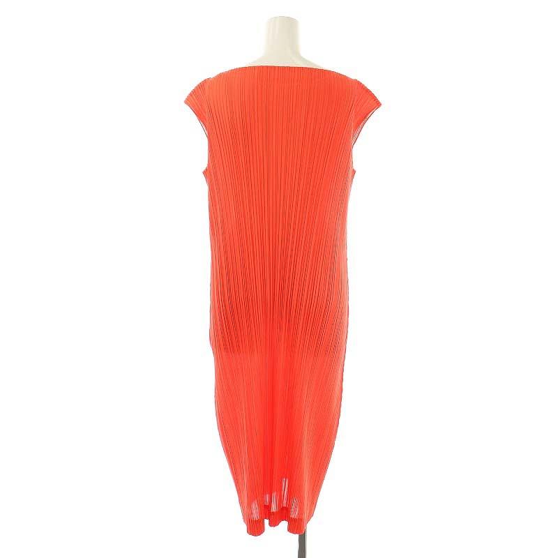 ⏰セール⏰プリーツプリーズ pleats please ワンピース オレンジ プリーツプリーズ PLEATS PLEASE イッセイミヤケ ノースリーブ
