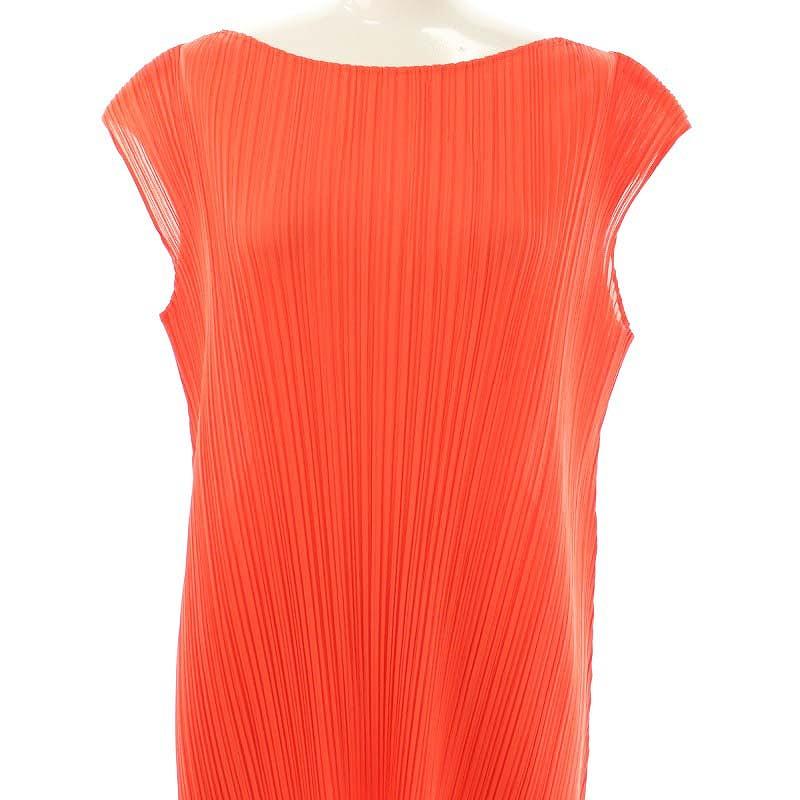 PLEATS PLEASE 赤 ノースリーブ ロングワンピース 中古・古着通販】PLEATS PLEASE (プリーツプリーズ) プリーツ