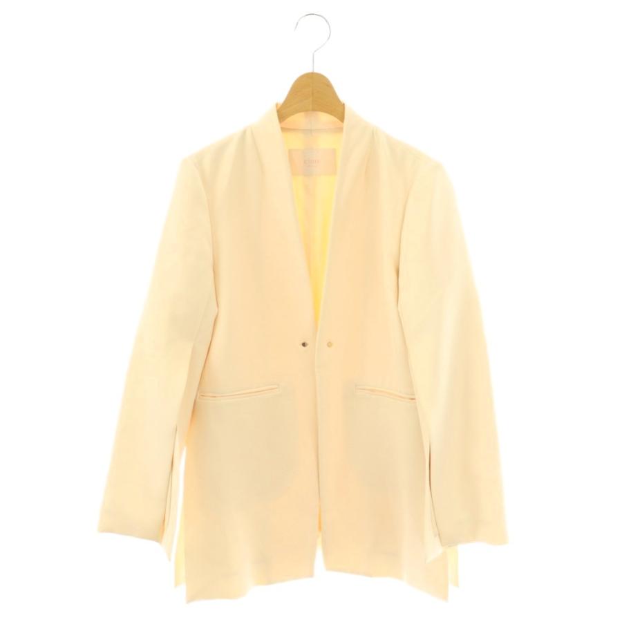 eimy istoire ニットジャケット　花柄 アイボリー 黄色 エイミーイストワール eimy istoire スリットスリーブノーカラー