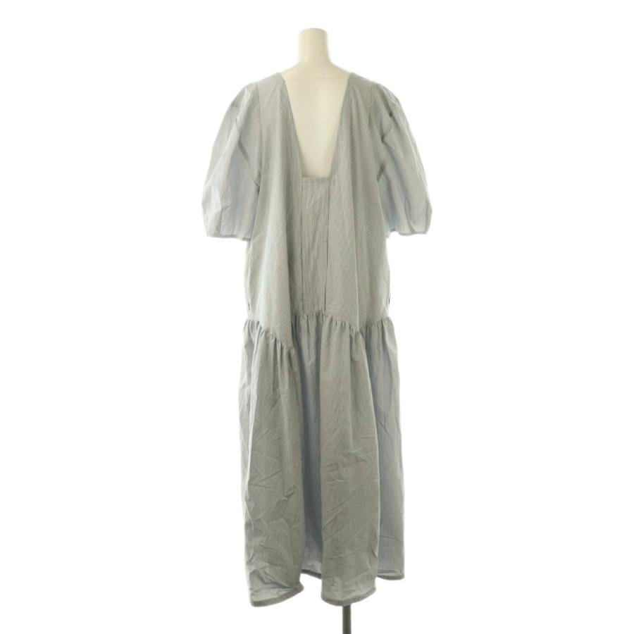 【中古】ローロ LORO Big Sleeve dress ストライプ ワンピース ロング F 白 ホワイト 青 ブルー /SS ■OS ローロ LORO Big Sleeve dress ストライプ ワンピース ロング F 白