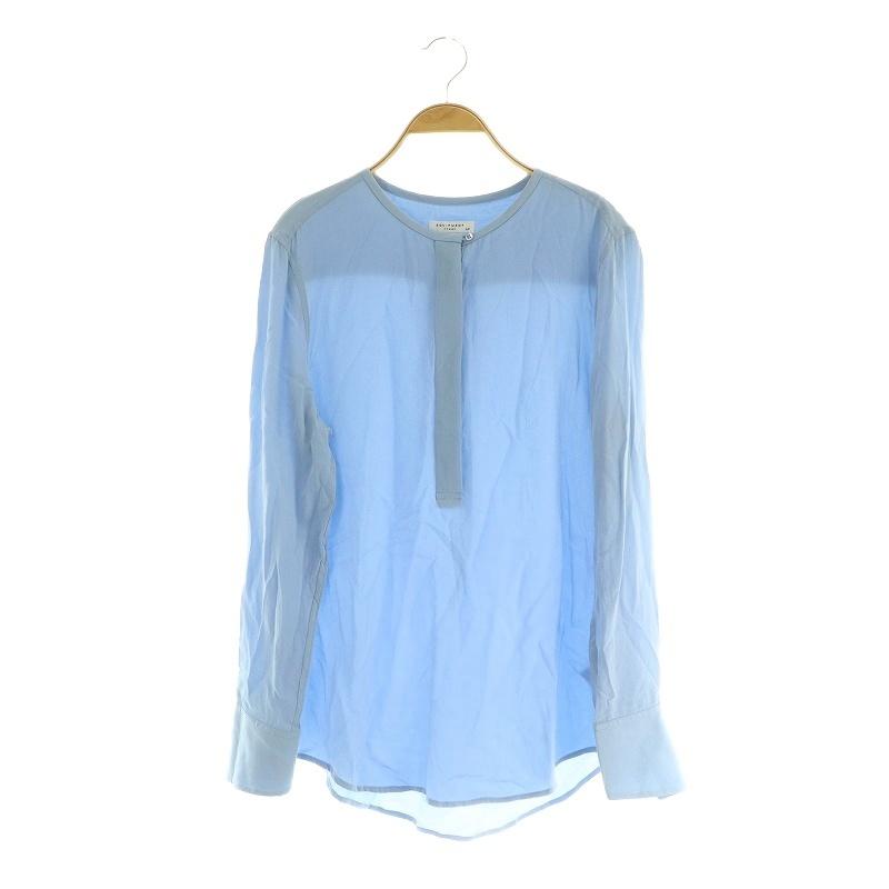 エキプモン EQUIPMENT FEMME ノーカラーシルクブラウス 長袖 プル 