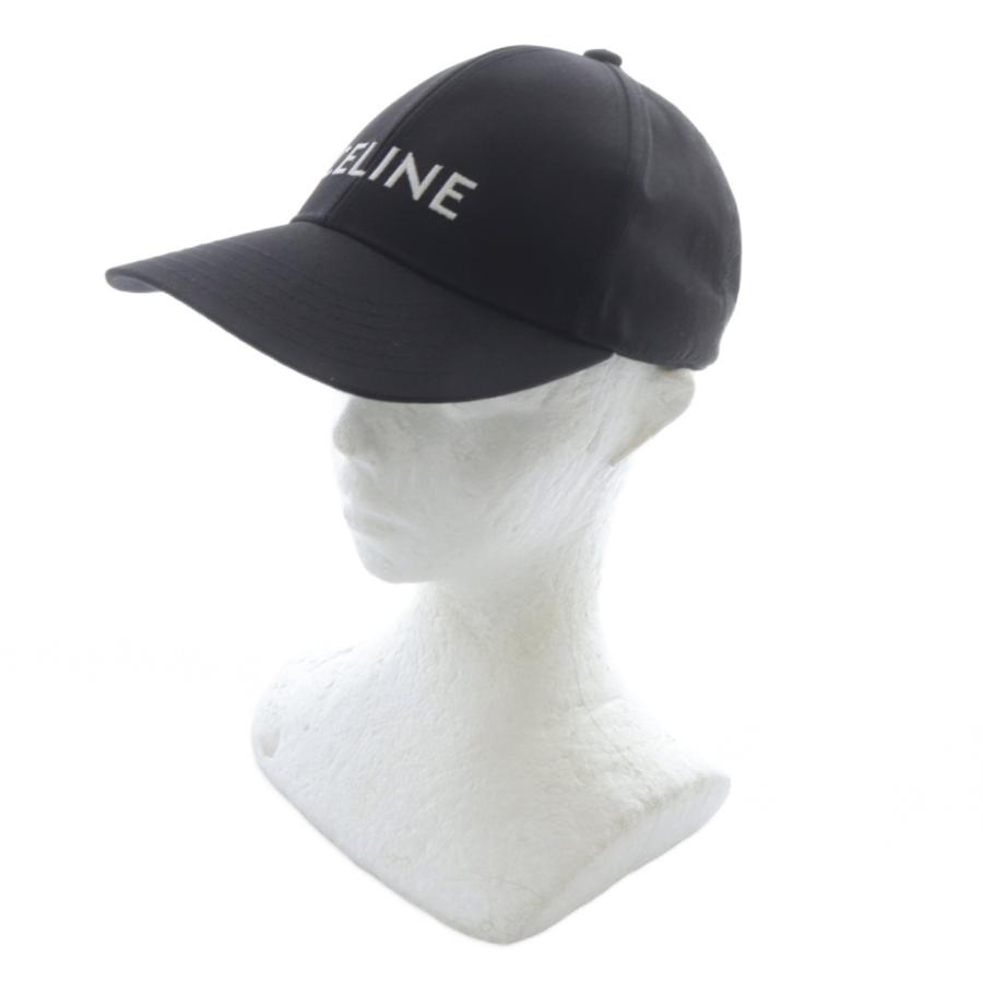 CELINE セリーヌ ベースボールキャップ 帽子 ロゴ S 黒 ブラック  