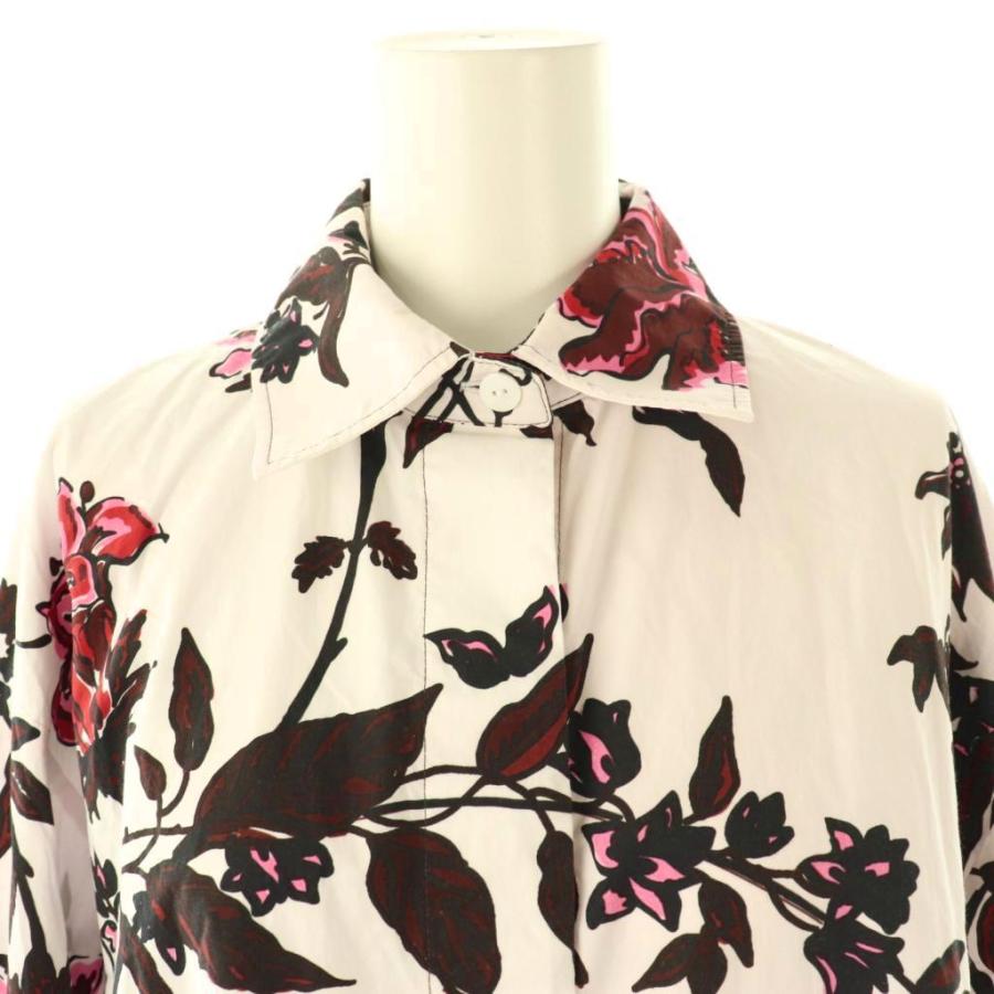 【中古】パトゥ PATOU コットンプリントミニシャツドレス ブラウス 長袖 前開き 34 白 赤 黒 /NR ■OS レディース パトゥ PATOU コットンプリントミニシャツドレス ブラウス 長袖 前開き