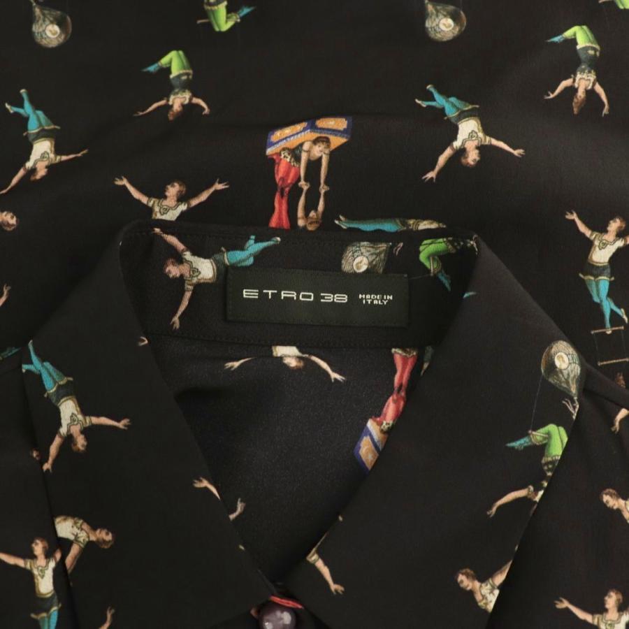 ETRO（エトロ） サーカスプリント シルクシャツ ブラウス 長袖 38 黒