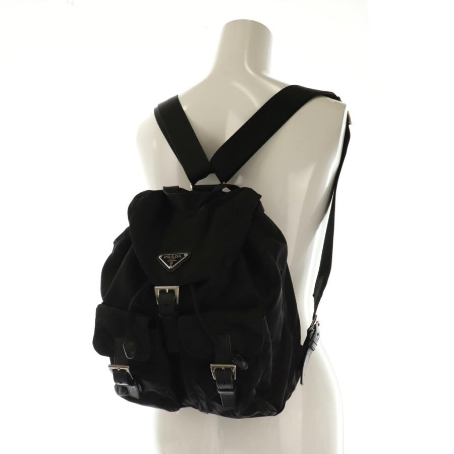 ▲PRADA/プラダリュックナイロン 三角プレート ブラック PRADA（プラダ） ナイロン リュックサック バックパック 三角プレート