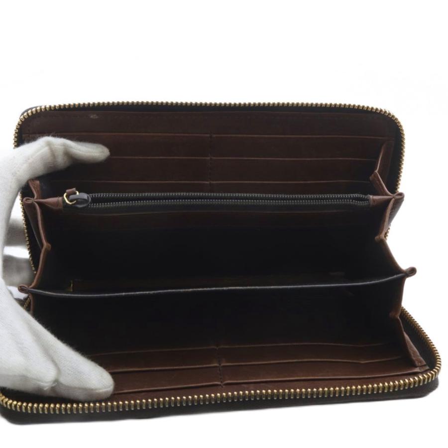 その他 mo GUCCI グッチ ウーブンウェブ ラウンドファスナー 長財布 レザー