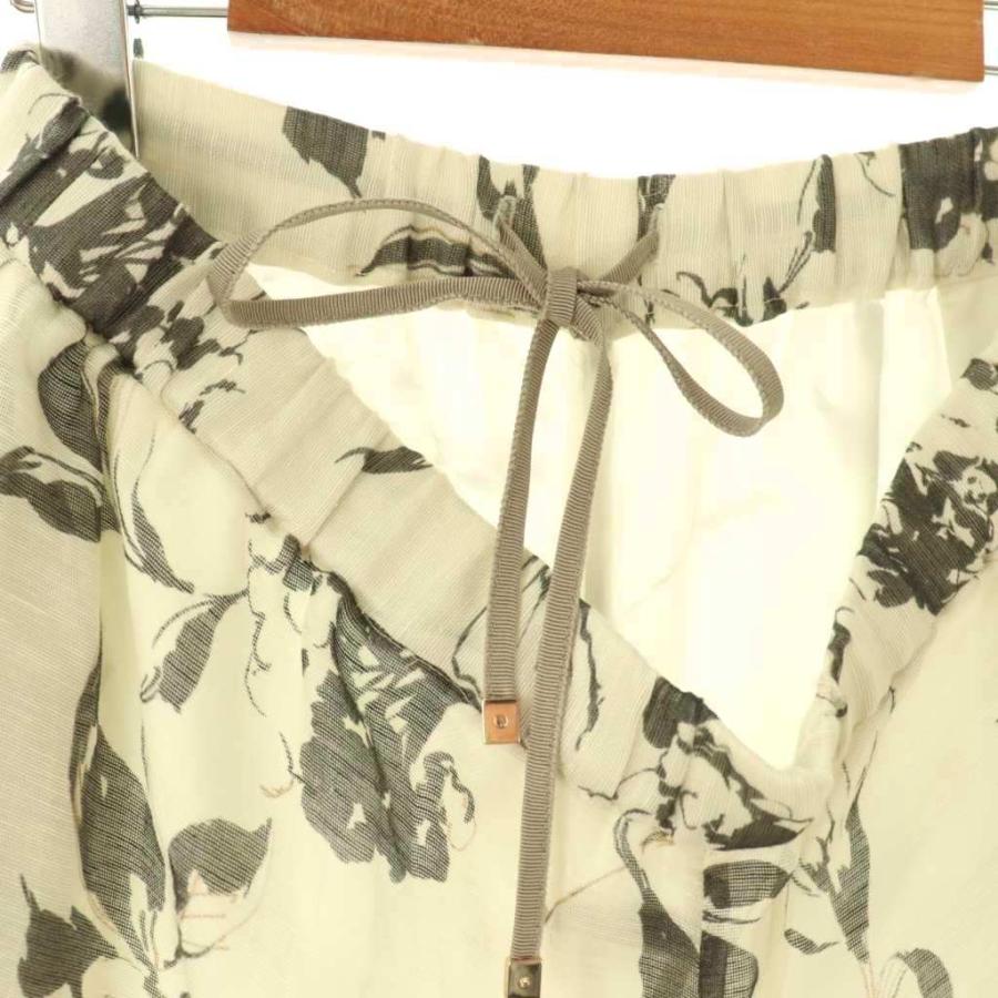 【中古】エブール ebure 24AW シルクリネンオーガンジープリント イージーワイドパンツ 38 エクリュ レディース エブール ebure 24AW シルクリネンオーガンジープリント イージー