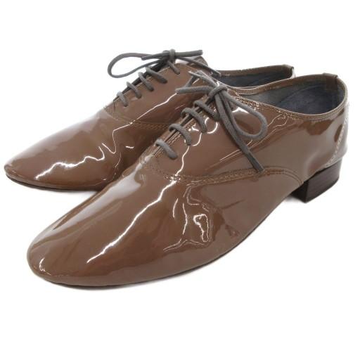 レペット Repetto レースアップシューズ 37 茶 ブラウン エナメル /AE 