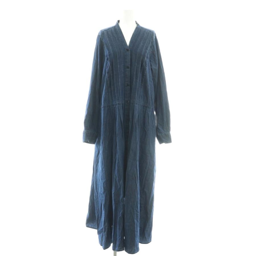 美品★ ミズイロインド　デニム　ピンタック　ワンピース　ネイビー 美品☆ ミズイロインド デニム ピンタック ワンピース ネイビー