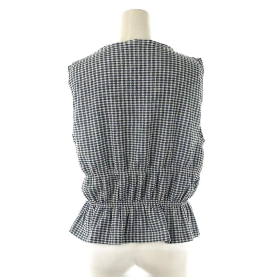 ZARA（ザラ） チェック柄ノースリーブブラウス 前開き L 青 白 /NR