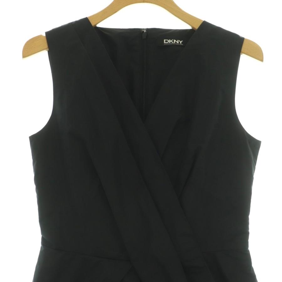 ダナキャランニューヨーク DKNY Vネックノースリーブワンピース 4 黒