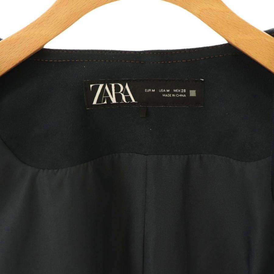 ZARA（ザラ） ノーカラージャケット フェイクスエード M ネイビー /DF