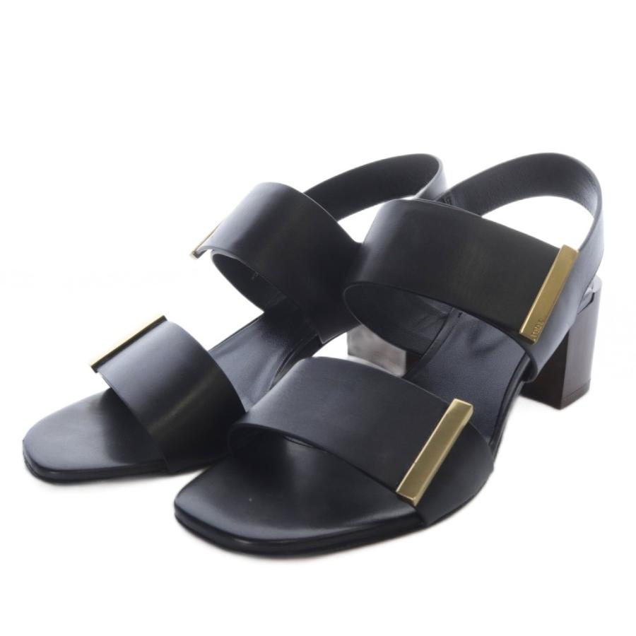 TOD'S トッズ サンダル ダブルストラップ 厚底 レザー 黒 37