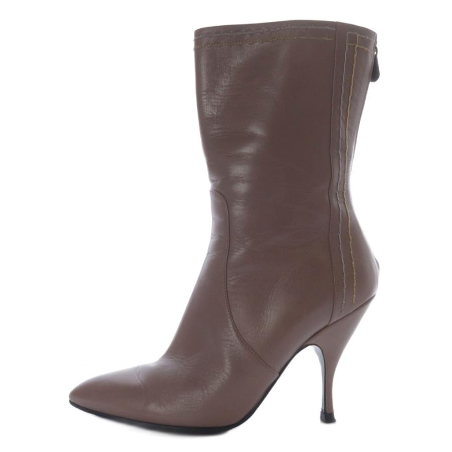 【中古】ボッテガヴェネタ BOTTEGA VENETA ショートレザーブーツ ピンヒール 38.5 ピンク /SR レディース BOTTEGA VENETA（ボッテガ・ヴェネタ） ショートレザーブーツ