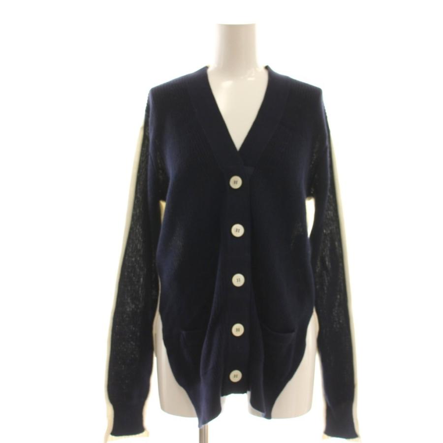 サカイラック sacai luck バイカラーニットカーディガン 長袖 Vネック 