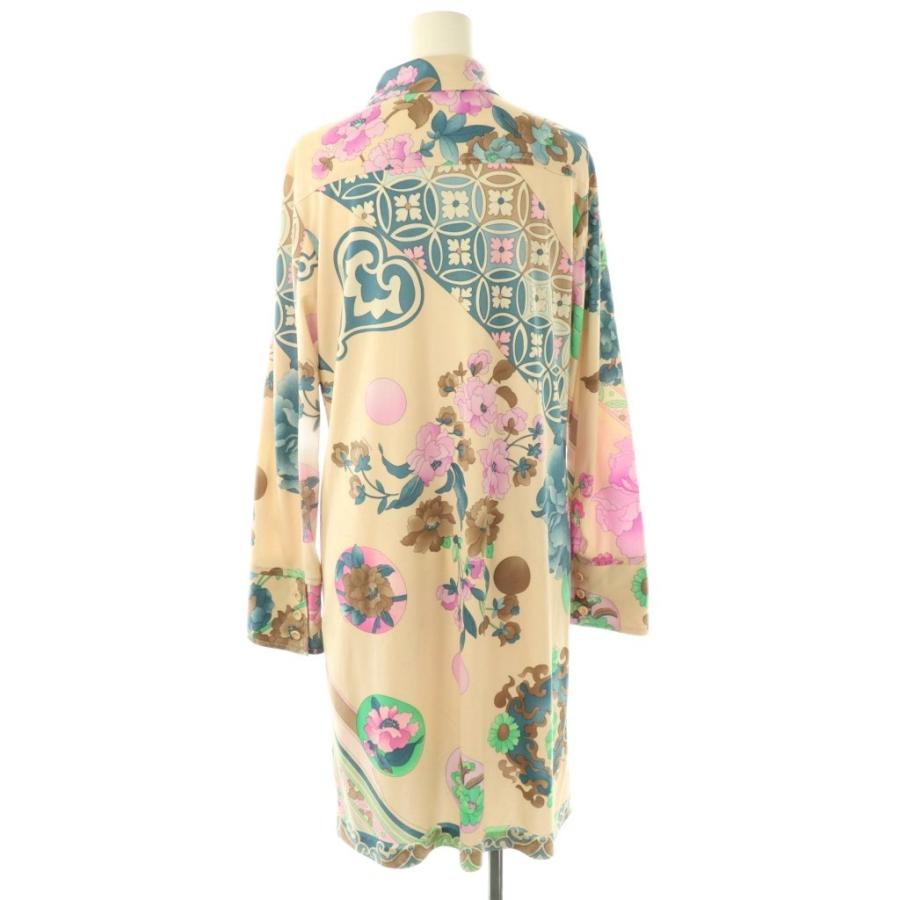 LEONARD レオナール フラワーデザイン前開きワンピース ひざ丈