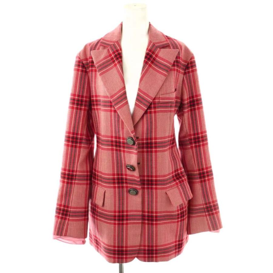 MARNI（マルニ） チェック ロングジャケット テーラード 38 レッド /HK