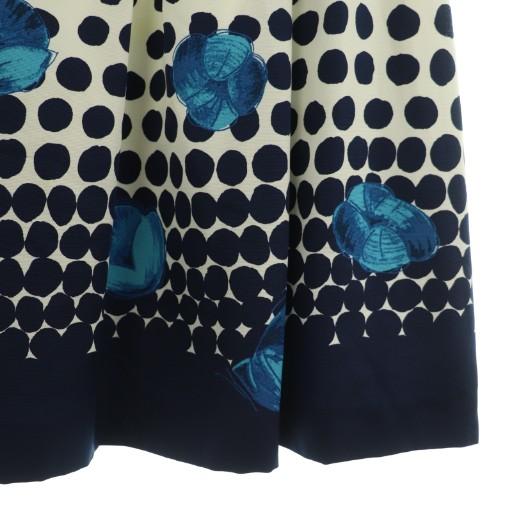 エムズグレイシー M'S GRACY ドット 花柄 半袖 ワンピース 膝丈 リボン