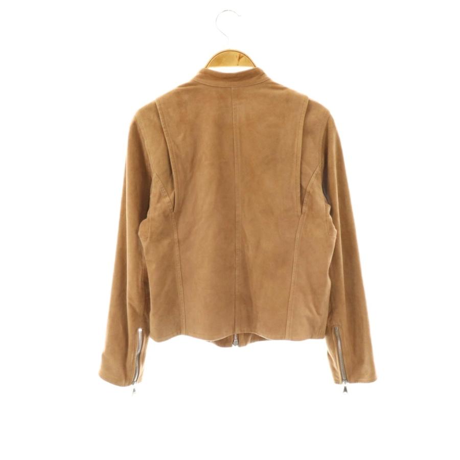 【中古】エンメティ EMMETI スエード ライダースジャケット ブルゾン やぎ革 38 ブラウンベージュ レディース エンメティ EMMETI スエード ライダースジャケット ブルゾン やぎ革 38