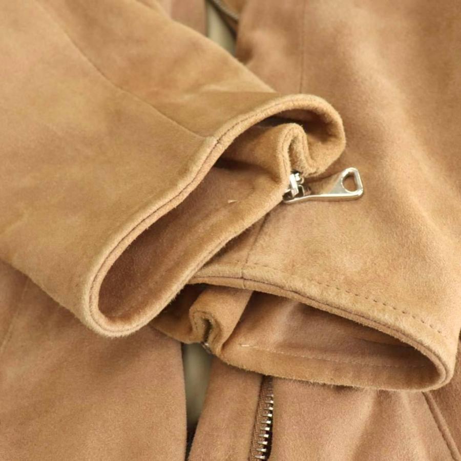 【中古】エンメティ EMMETI スエード ライダースジャケット ブルゾン やぎ革 38 ブラウンベージュ レディース エンメティ EMMETI スエード ライダースジャケット ブルゾン やぎ革 38