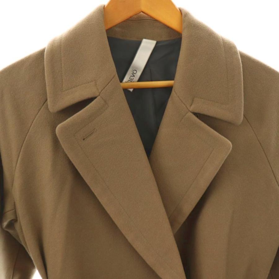 hevo イーヴォ　ブラウン　マスタード　ダブルブレスト チェスターコート イーヴォ HEVO HEVO コート BRINDISI G725 ダブルブレスト ベルト付