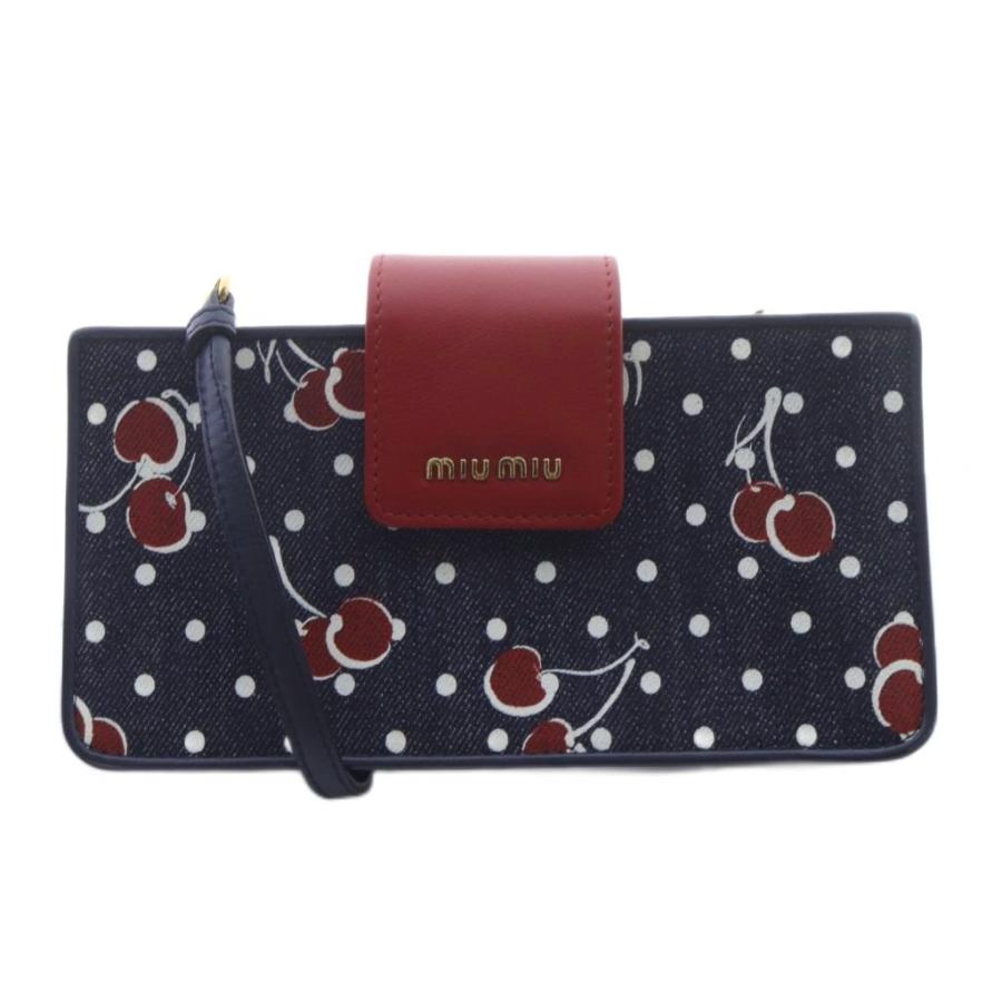 【極美品】miumiu ポーチ型バッグ チェリー柄デニムバッグ ショルダー 極美品】miumiu ポーチ型バッグ チェリー柄デニムバッグ ショルダー