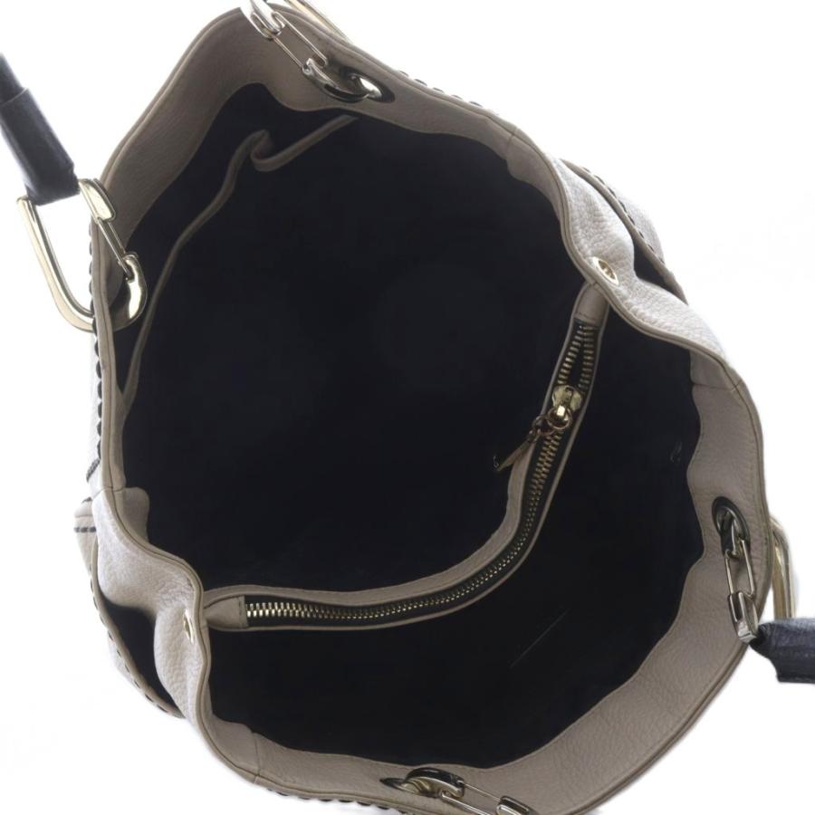 プリニオヴィソナ PLINIO VISONA レザー ハンドバッグ ロゴ ベージュ