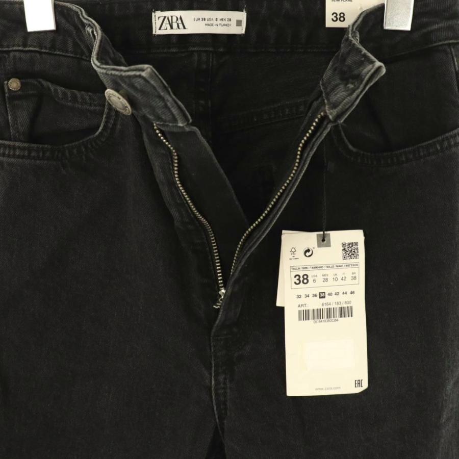 ZARA 未使用品 ザラ フレア デニムパンツ カットオフ 38 黒