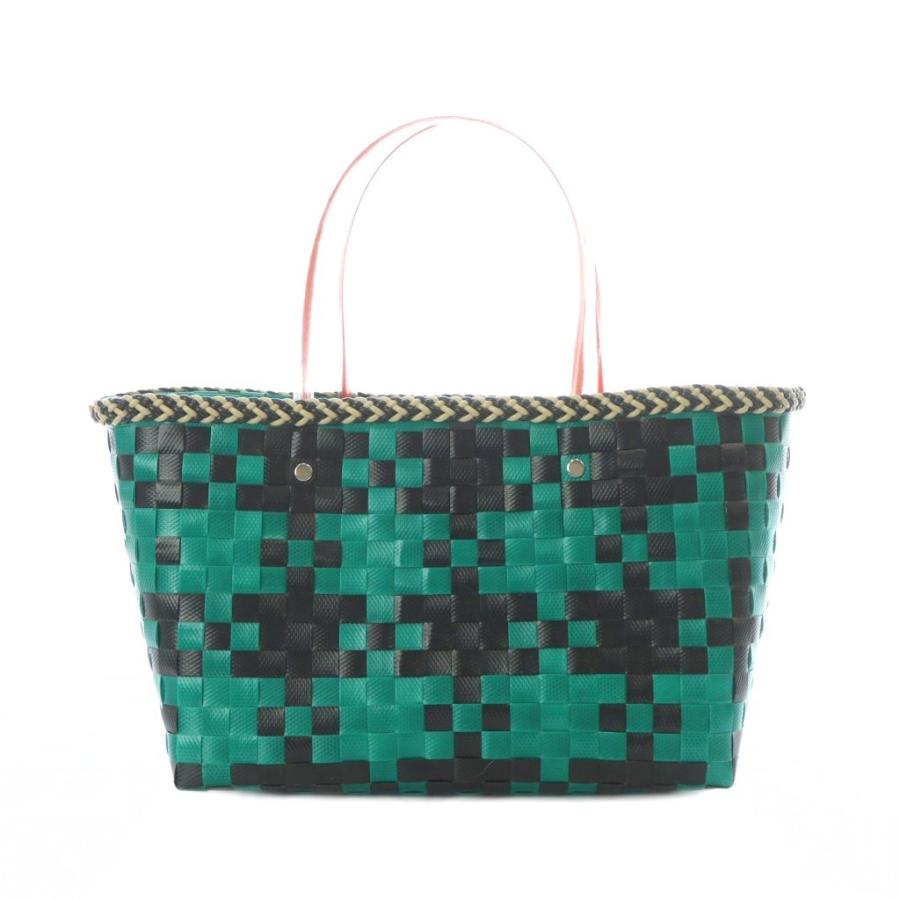 マルニマーケット　チェックバッグ　ブラック×グリーン MARNI（マルニ） マーケットバッグ ハンド バスケット チェック 緑