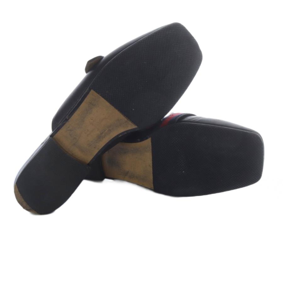 グッチ プリンスタウン スリッパ ミュール 38 シェリーライン ダブルG 黒 GUCCI（グッチ） シェリーライン プリンスタウン ダブルG GGマーモント