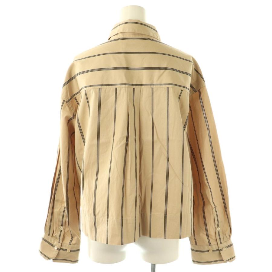 エブール ebure コットンクロップドストライプシャツ 長袖 38 ベージュ  