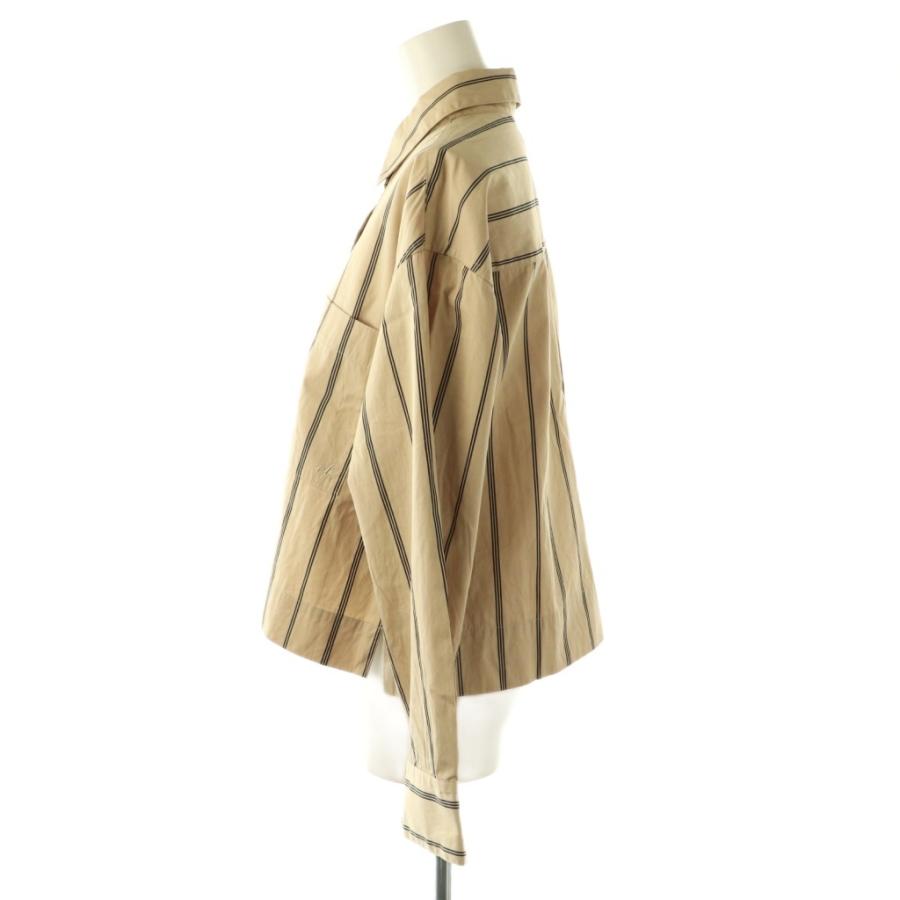 ebure エブール コットン ストライプ クロップド シャツ ブラウス 短丈 ebure エブール コットン ストライプ クロップド シャツ