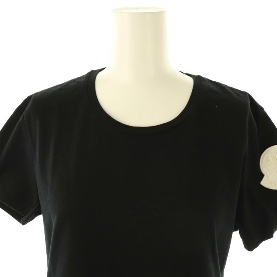 MONCLER 黒 半袖Tシャツ ワッペン レディース MONCLER 黒 半袖Tシャツ ワッペン レディース