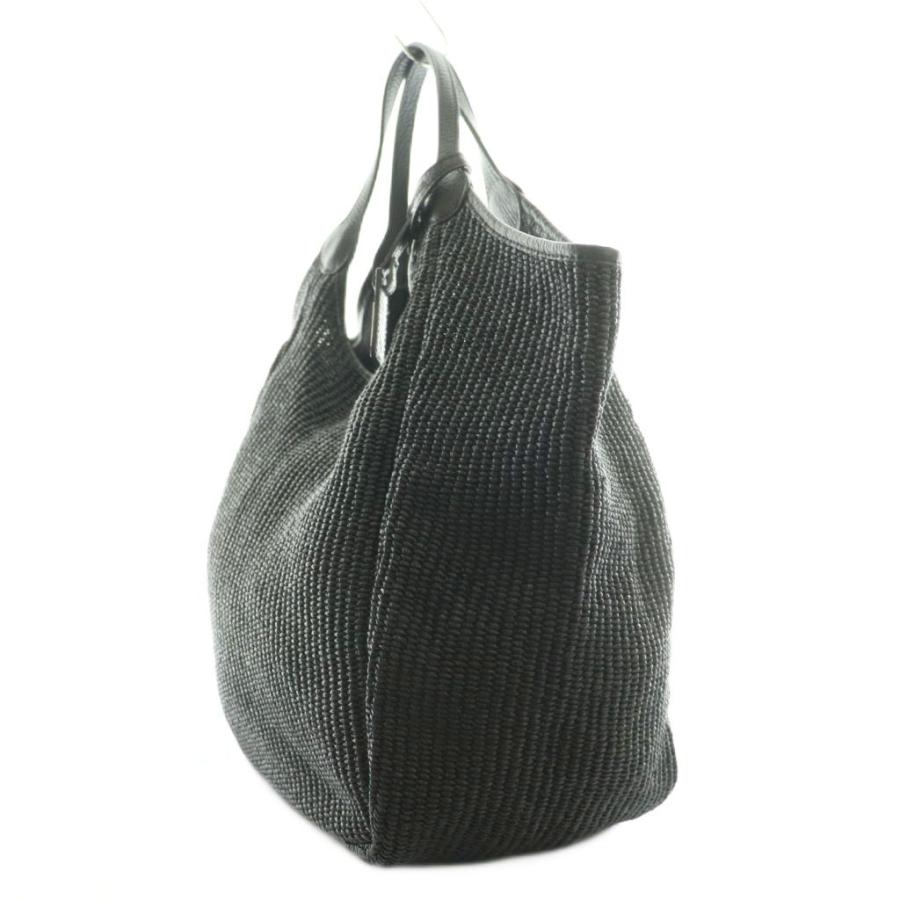 BESSO 編み込みハンドバッグ がま口 レディース 本革 黒 レザー GINZA Kanematsu 銀座かねまつ レザーハンドルかごバッグ