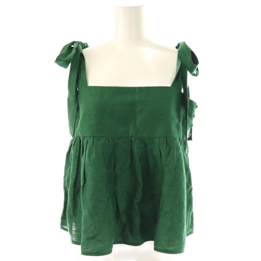 マイラン Shine Linen Shoulder Ribbon Blouse×Shine セットアップ 