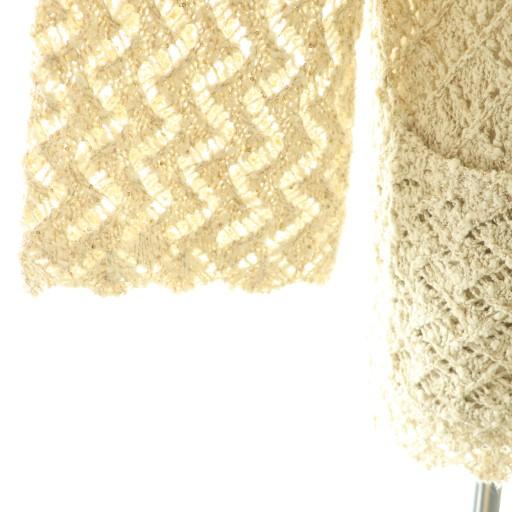 【中古】デプレトゥモローランド 25SS ブークレームリネ クルーネックカーディガン ラメ スパンコール F ベージュ デプレ DES PRES トゥモローランド 25SS ブークレームリネ クルー