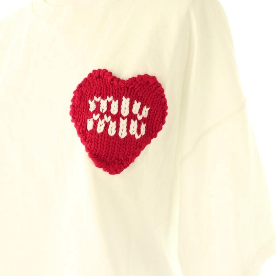 miu miu（ミュウミュウ） miumiu MJN385 ハートロゴ刺繍 クロップドT