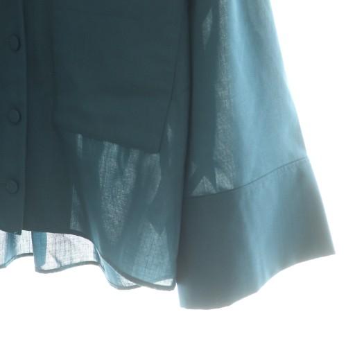 【中古】エンフォルド ENFOLD 25AW OPEN-COLLAR CROPPED SHIRT シャツ ブラウス 38 ダークブルー /CX ■OS レディース エンフォルド ENFOLD 25AW OPEN-COLLAR CROPPED SHIRT シャツ ブラウス