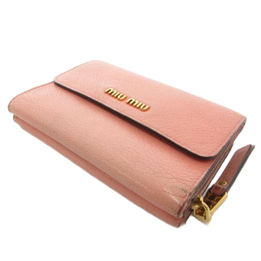 美品 miu miu マドラス コンパクト ウォレット ピンク miu miu（ミュウミュウ） マドラス 三つ折り財布 ウォレット ロゴ