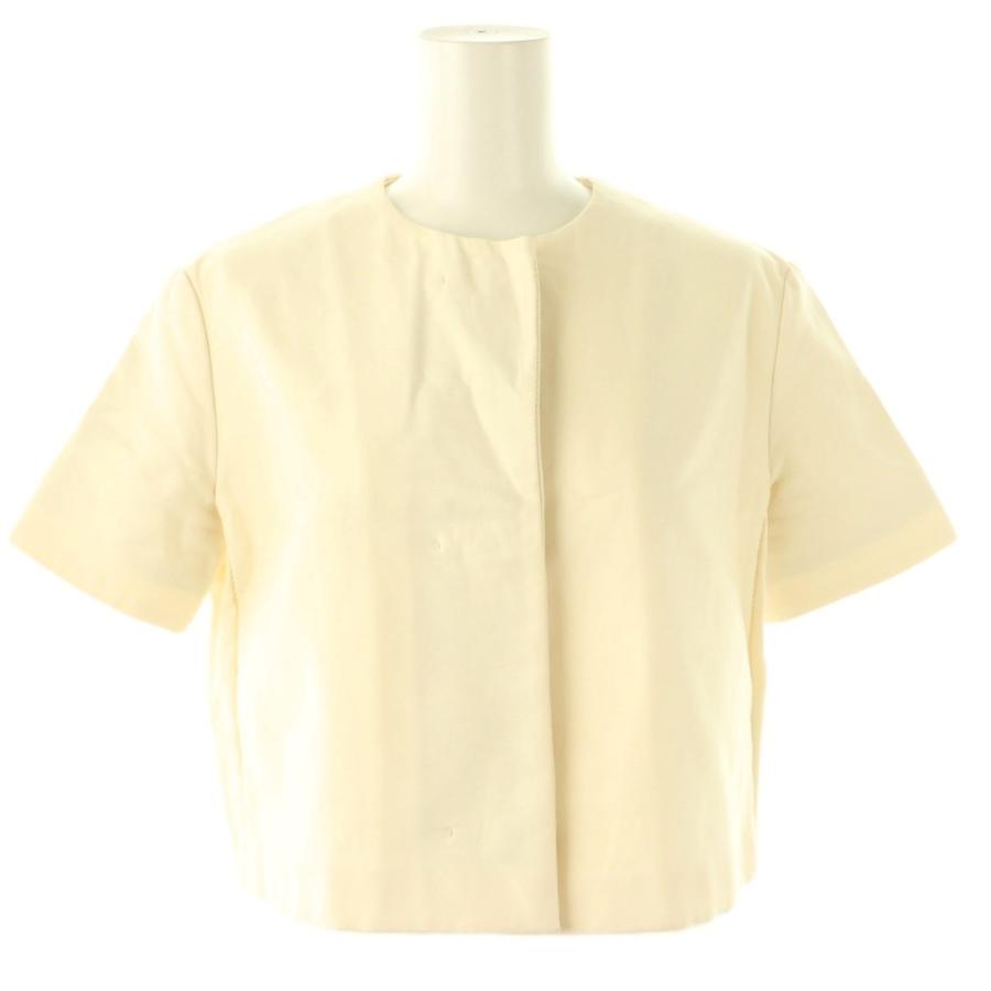 【中古】ザロウ THE ROW ノーカラー半袖ジャケット 0 オフホワイト /HK ■OS レディース ザロウ THE ROW ノーカラー半袖ジャケット 0 オフホワイト /HK □OS