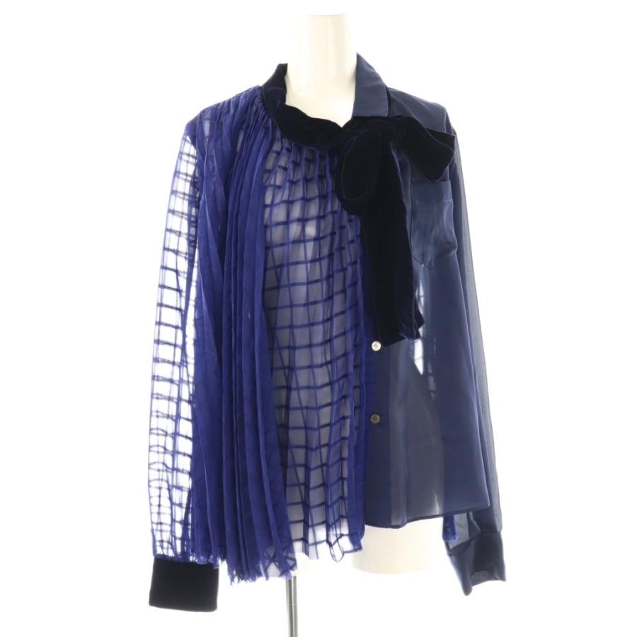 sacai サカイ 19AW ベルベットカラー シアープリーツブラウス sacai サカイ 19AW ベルベットカラー シアープリーツブラウス