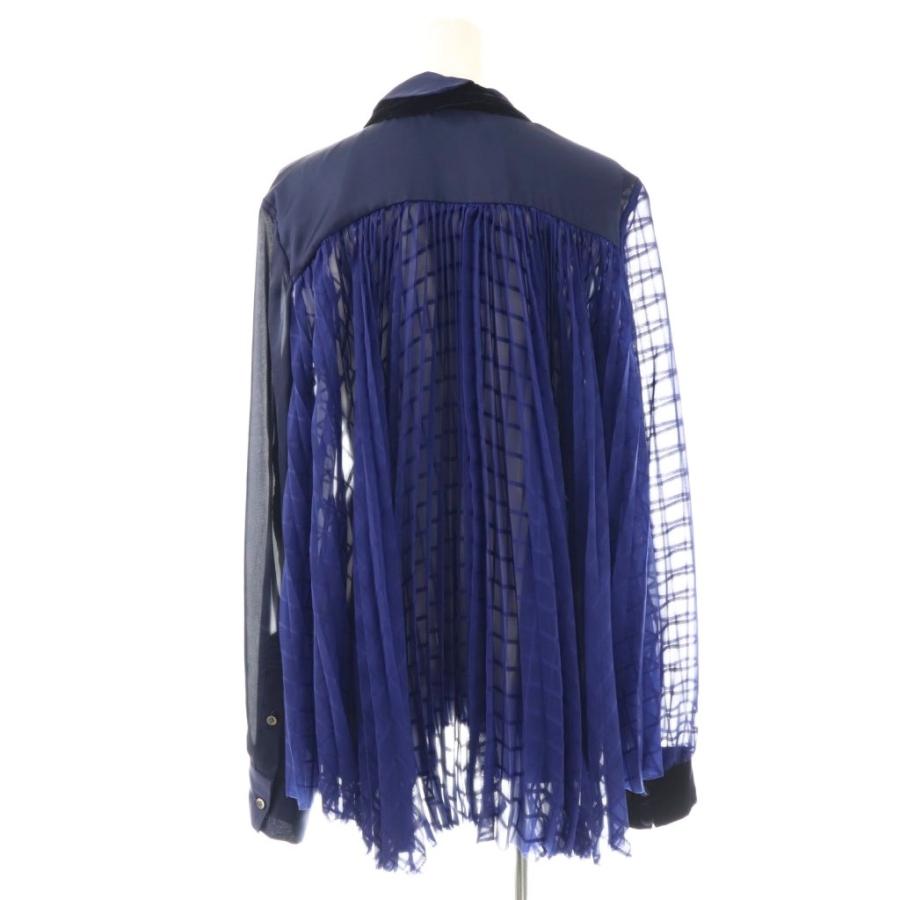 『Sacai』 サカイ (2) ニットドッキング シアーシャツ ブラウス sacai - 良品 sacai サカイ テールカット ケーブルニット