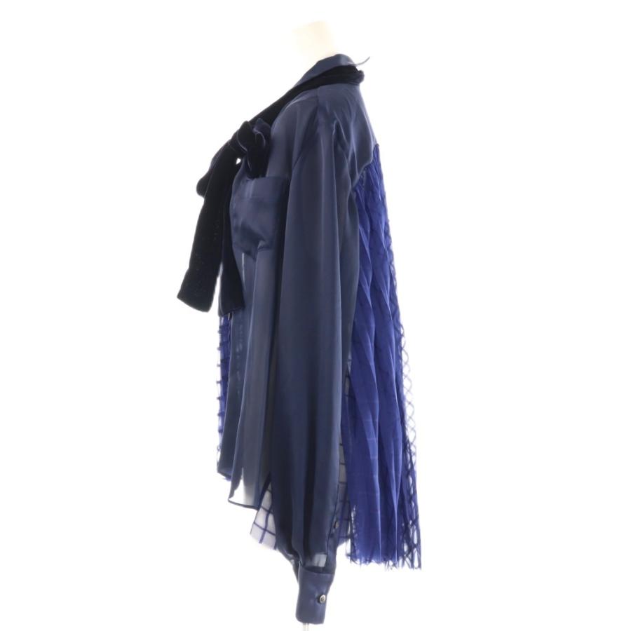 sacai サカイ 19AW ベルベットカラー シアープリーツブラウス sacai サカイ 19AW ベルベットカラー シアープリーツブラウス