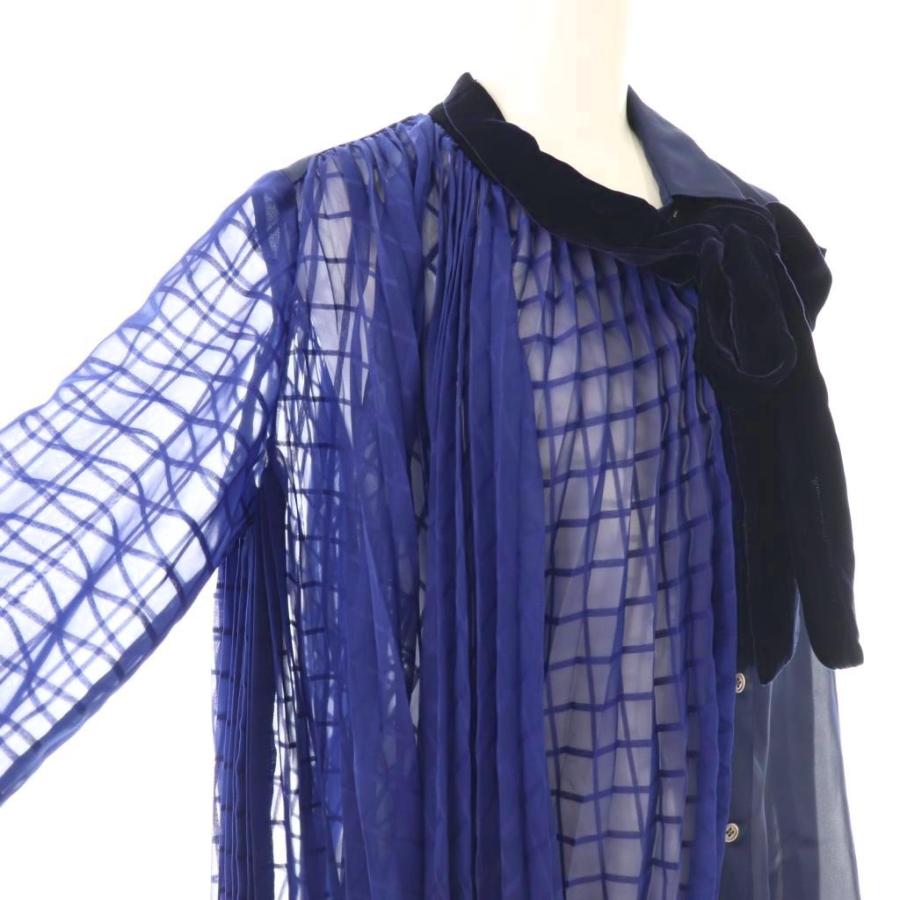 サカイ sacai ベルベットカラー シアープリーツブラウス シャツ
