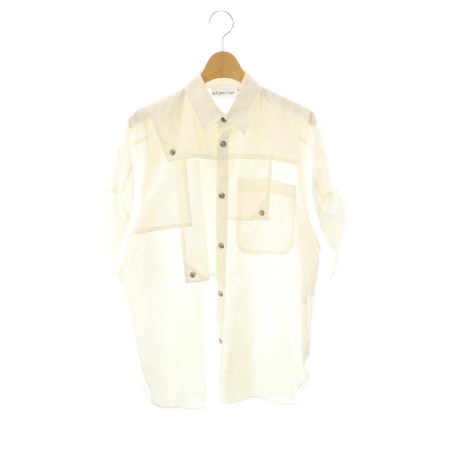 ナゴンスタンス nagonstans 3/4-sleeves shirt 半袖シャツ M ホワイト 
